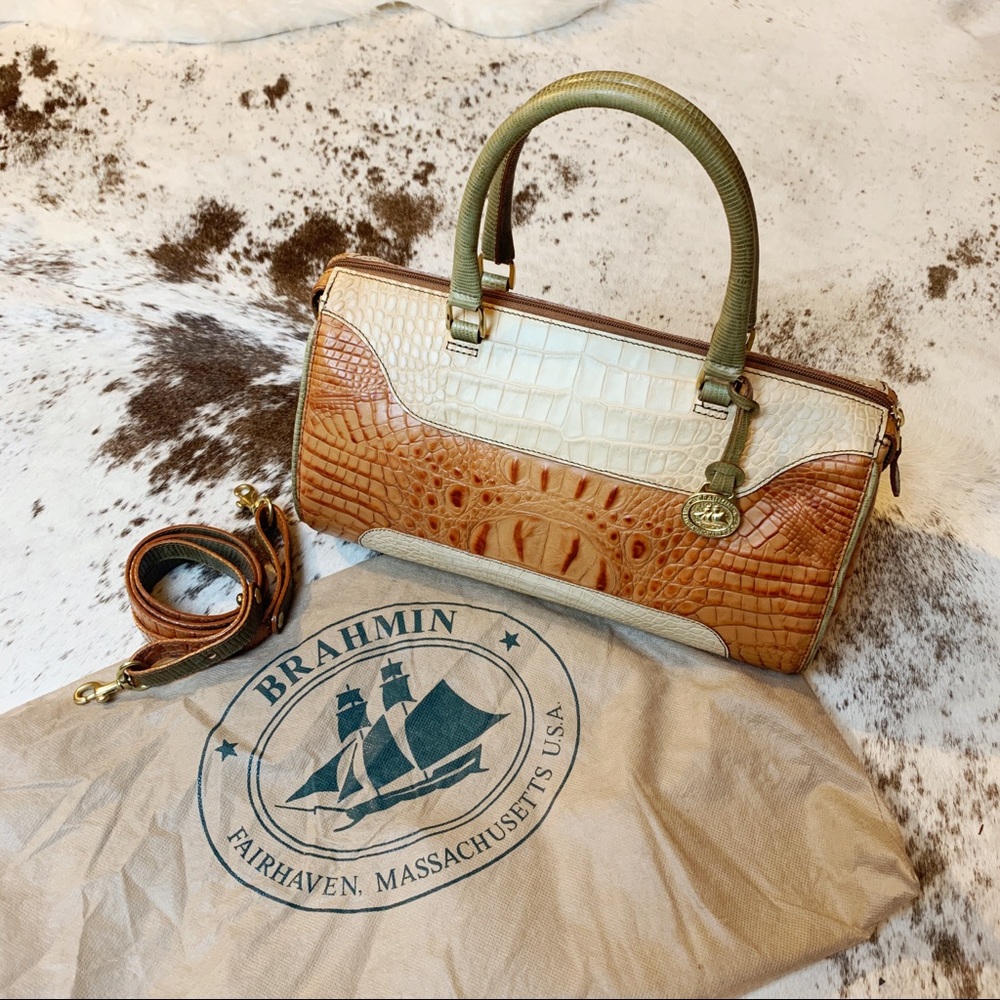 Brahmin Patchwork Embossed Leather Satchel Purse